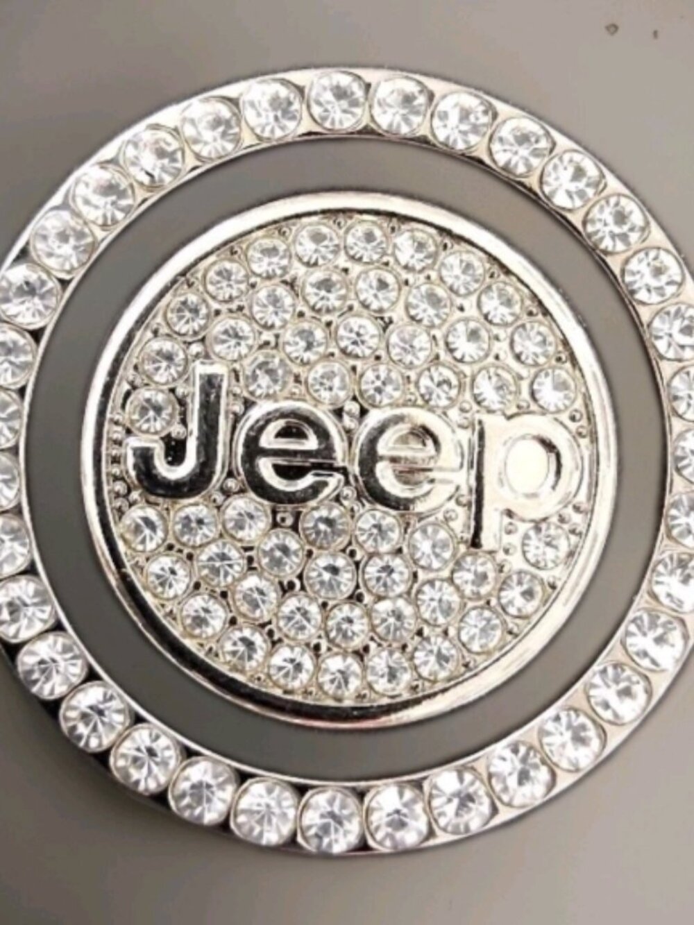 Jeep Emblem 2pc. Metal Car Push Start Button Rhinestone Ring And Cap